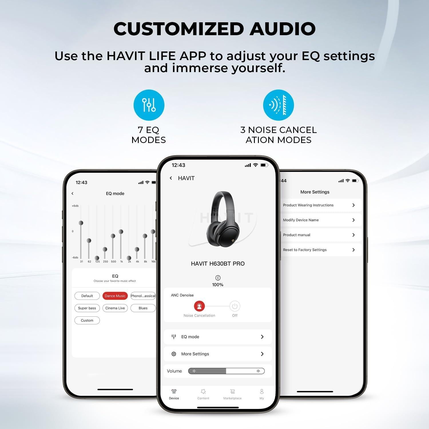 Auriculares Bluetooth 5.3 Havit NC01 con ANC y 50H de batería