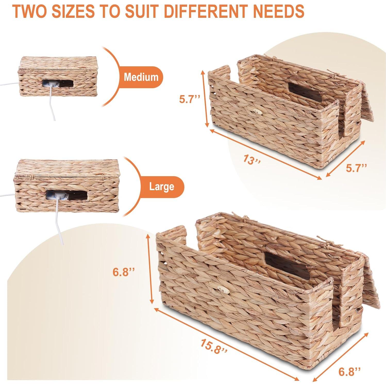 Caja Organizadora de Cables Tejida a Mano 2-Pack - Juncos de Agua