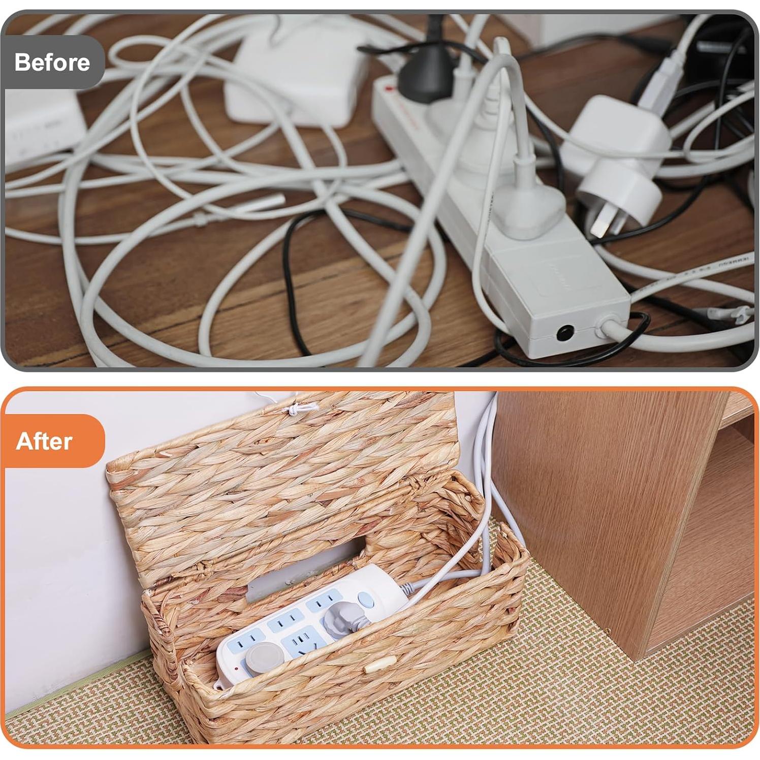 Caja Organizadora de Cables Tejida a Mano 2-Pack - Juncos de Agua