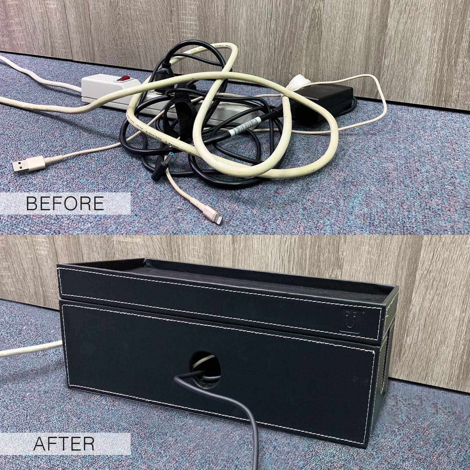 Caja Organizadora de Cables NEET Grande 38.1x15.2 cm Cuero Negro