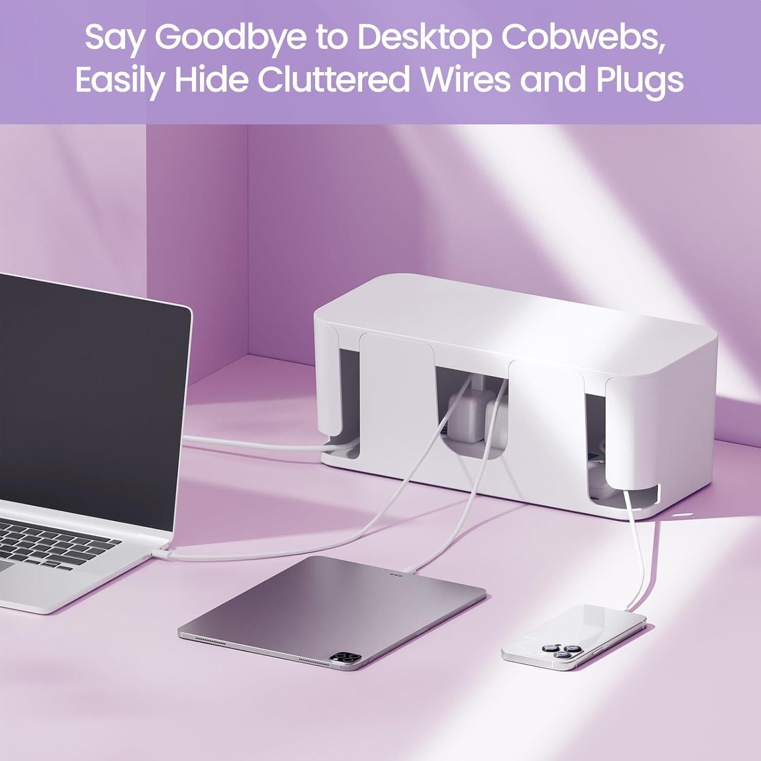 Caja Organizadora de Cables Delamu 2 Pack Blanca - Tamaños M y S