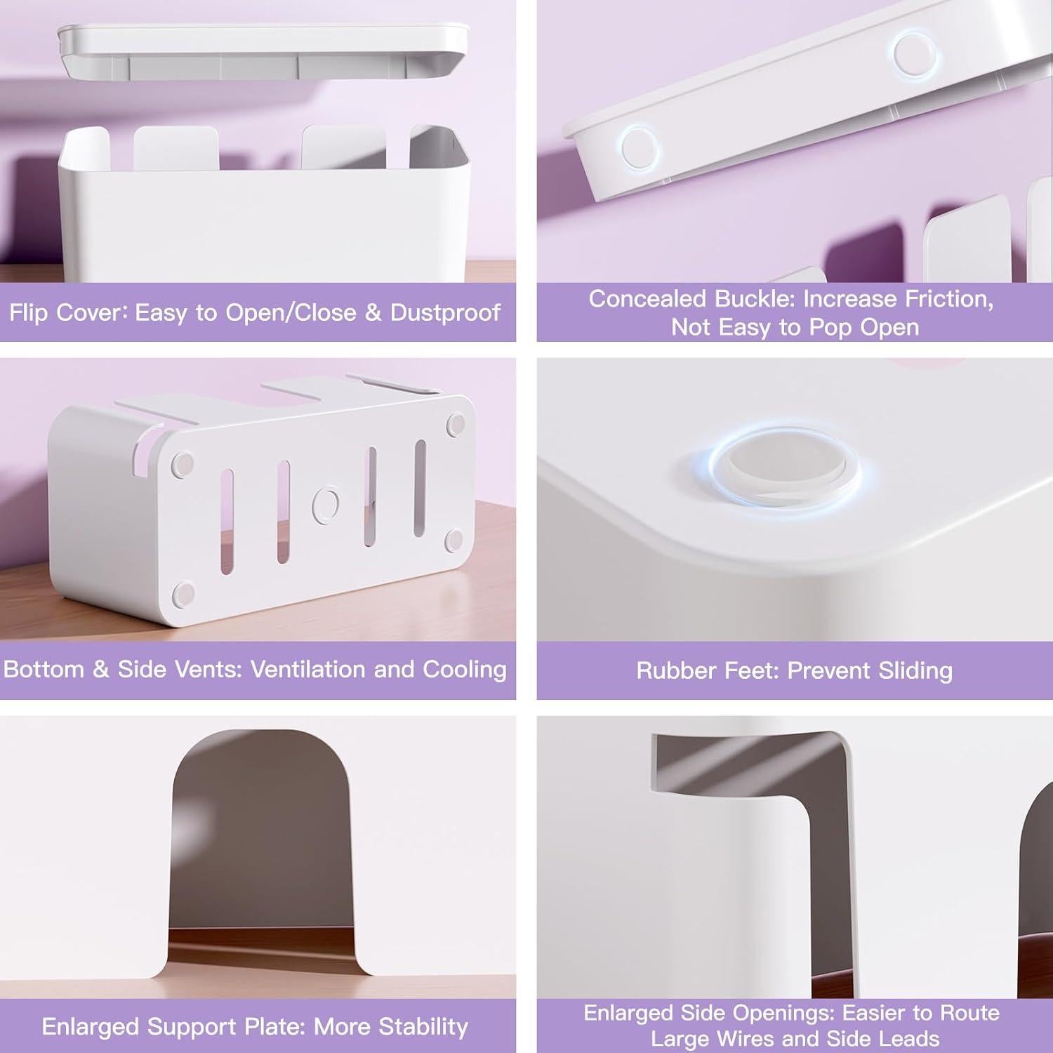 Caja Organizadora de Cables Delamu 2 Pack Blanca - Tamaños M y S