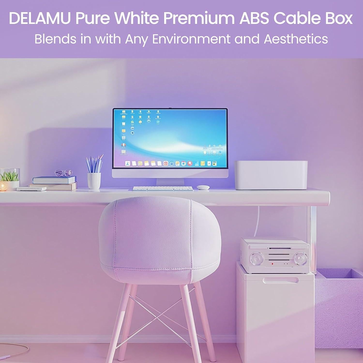 Caja Organizadora de Cables Delamu 2 Pack Blanca - Tamaños M y S