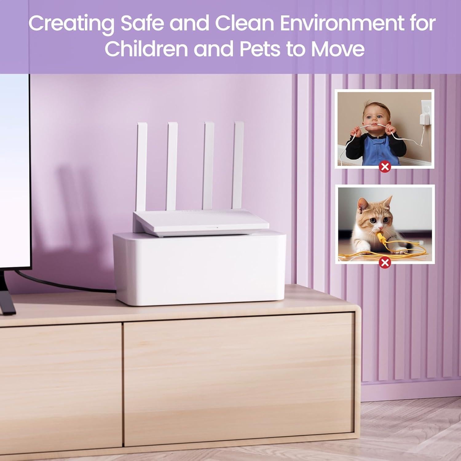 Caja Organizadora de Cables Delamu 2 Pack Blanca - Tamaños M y S