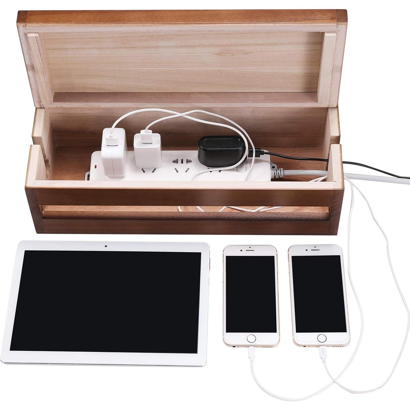 Caja Organizadora de Cables Changsuo Madera Marrón 37.6x14.5x12.4cm