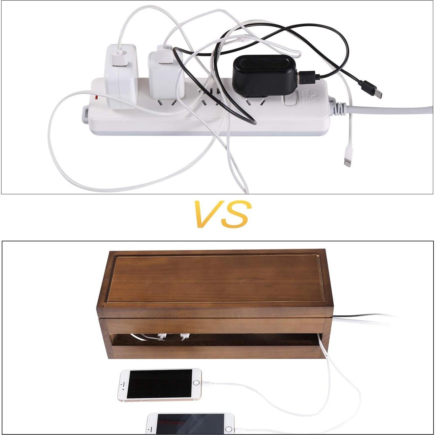 Caja Organizadora de Cables Changsuo Madera Marrón 37.6x14.5x12.4cm