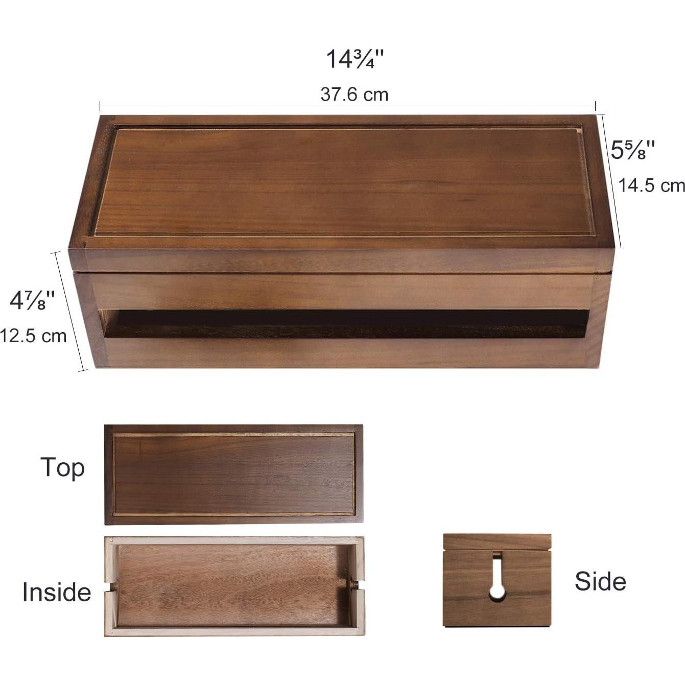 Caja Organizadora de Cables Changsuo Madera Marrón 37.6x14.5x12.4cm