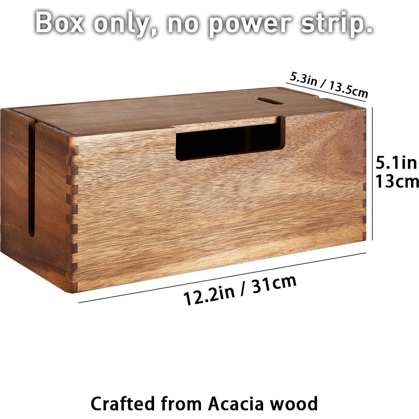 Caja Organizadora de Cables de Madera de Acacia LiTY 30.5x12.7cm