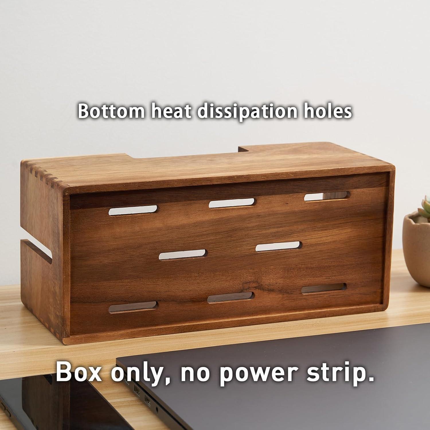 Caja Organizadora de Cables de Madera de Acacia LiTY 30.5x12.7cm