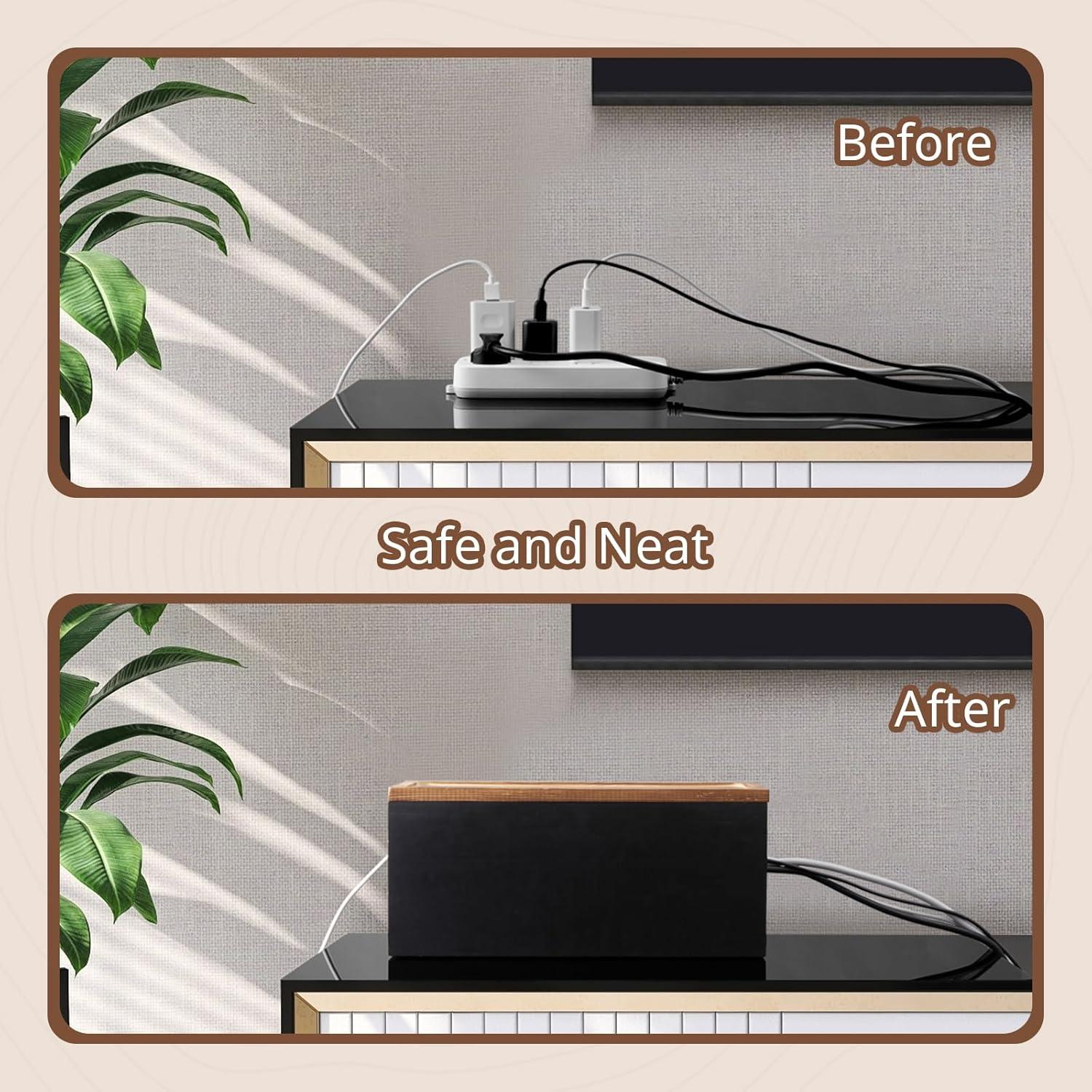 Caja Organizadora de Cables de Madera CMLKLZD 31x12.7x12.8cm