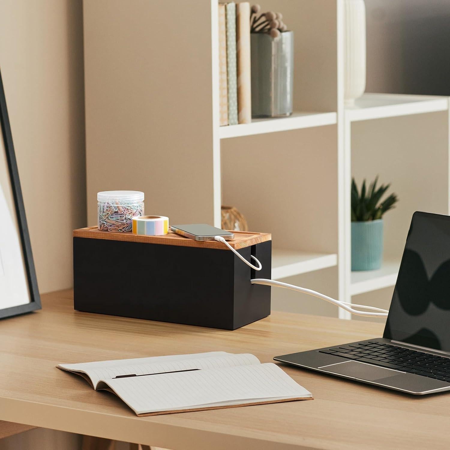 Caja Organizadora de Cables de Madera CMLKLZD 31x12.7x12.8cm