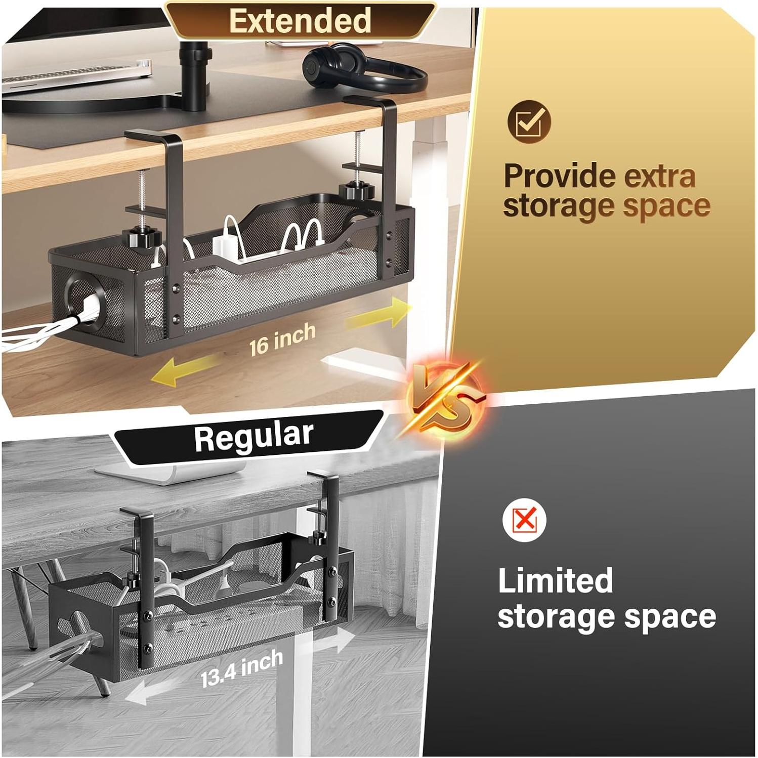 Caja de Gestión de Cables Cinati 40.64 cm para Escritorio Negro