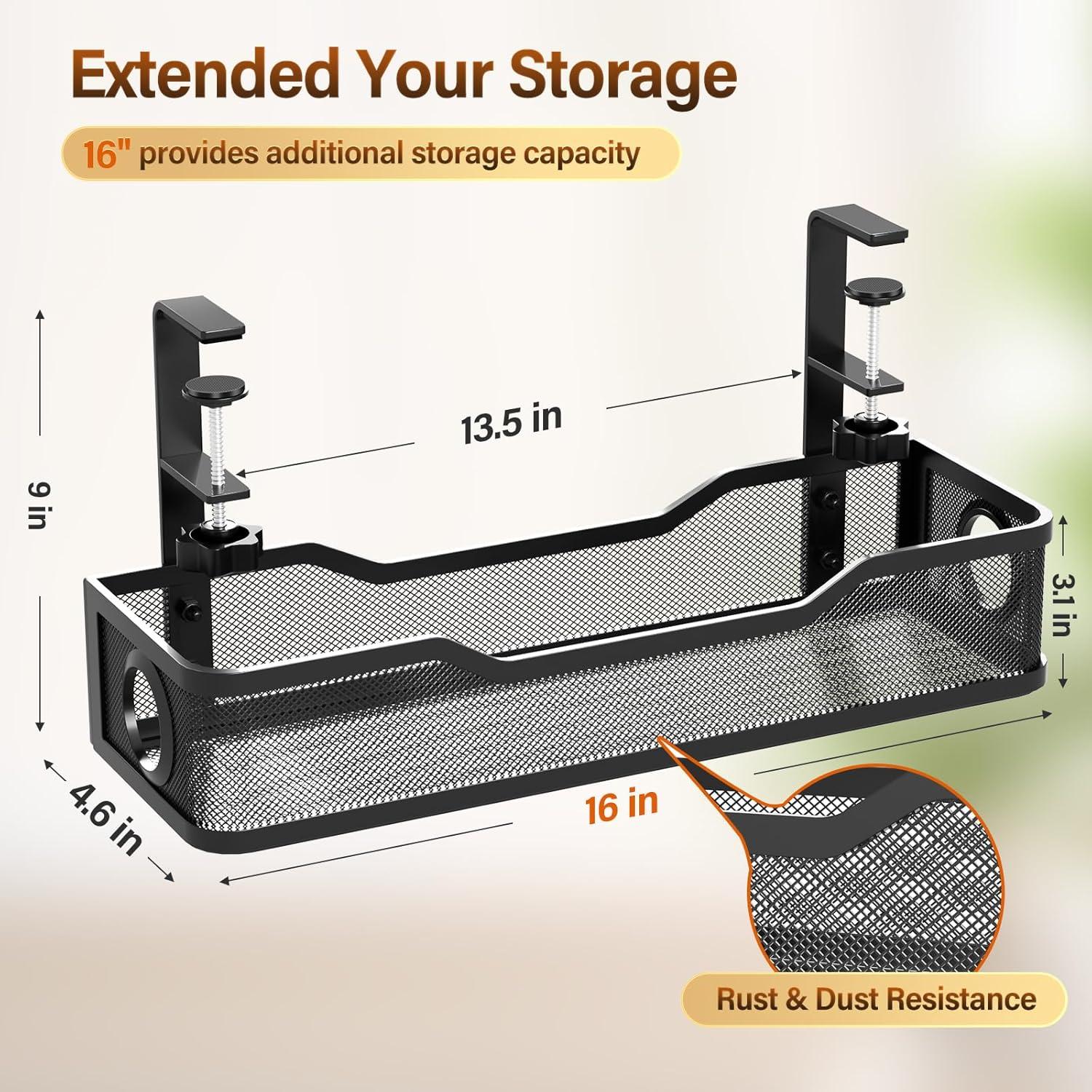 Caja de Gestión de Cables Cinati 40.64 cm para Escritorio Negro