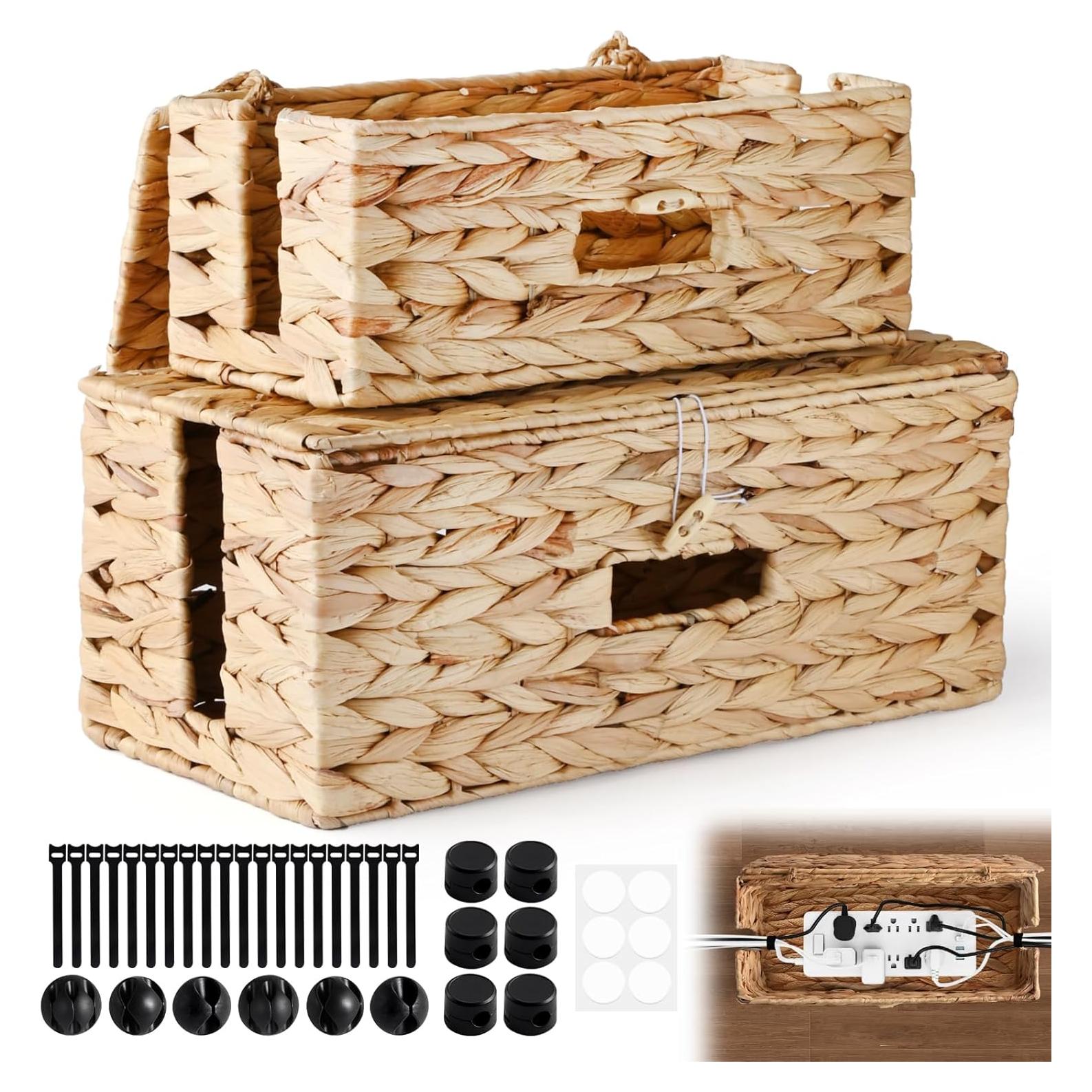 Organizador de Cables AccEncyc - 2 Cajas Tejidas a Mano