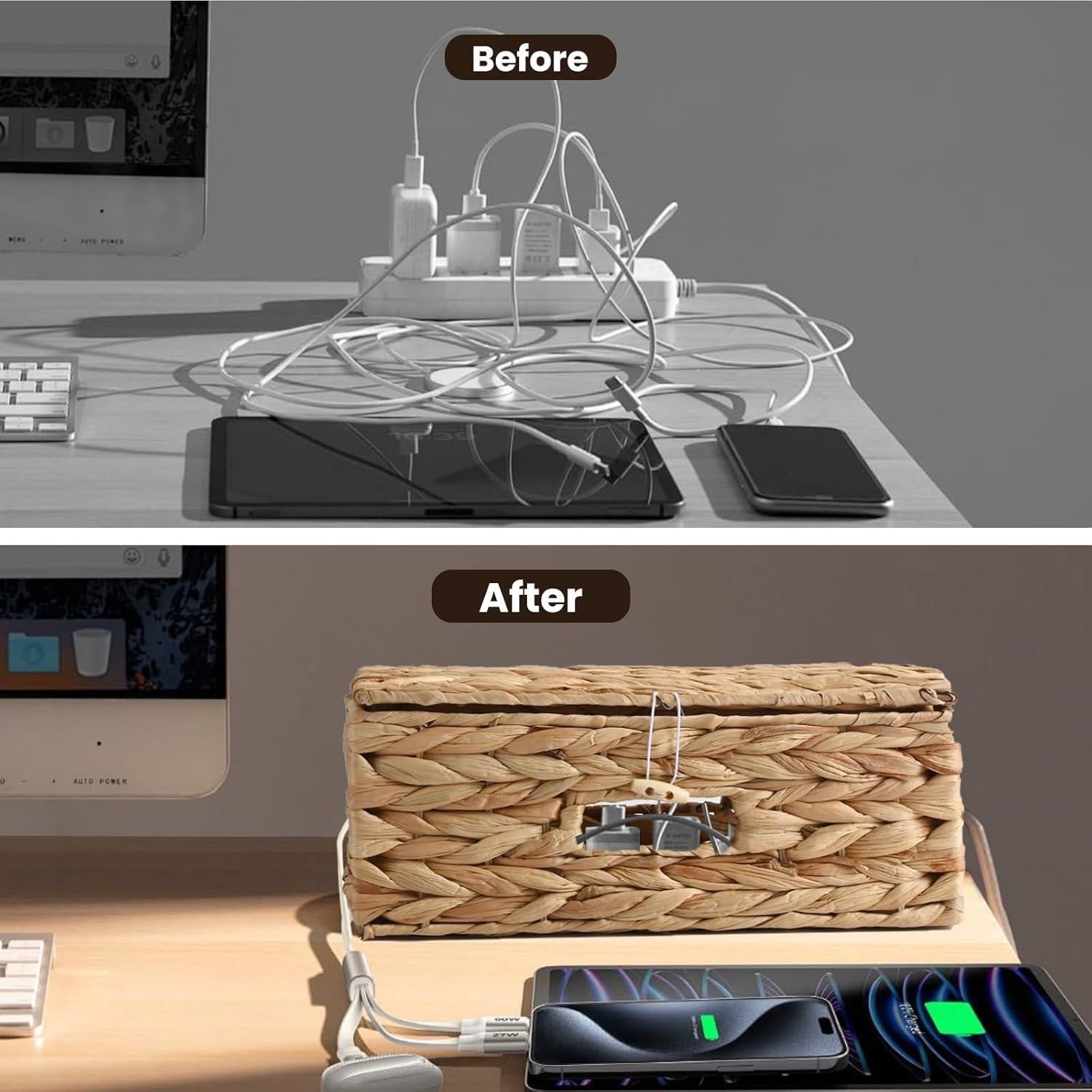 Organizador de Cables AccEncyc - 2 Cajas Tejidas a Mano