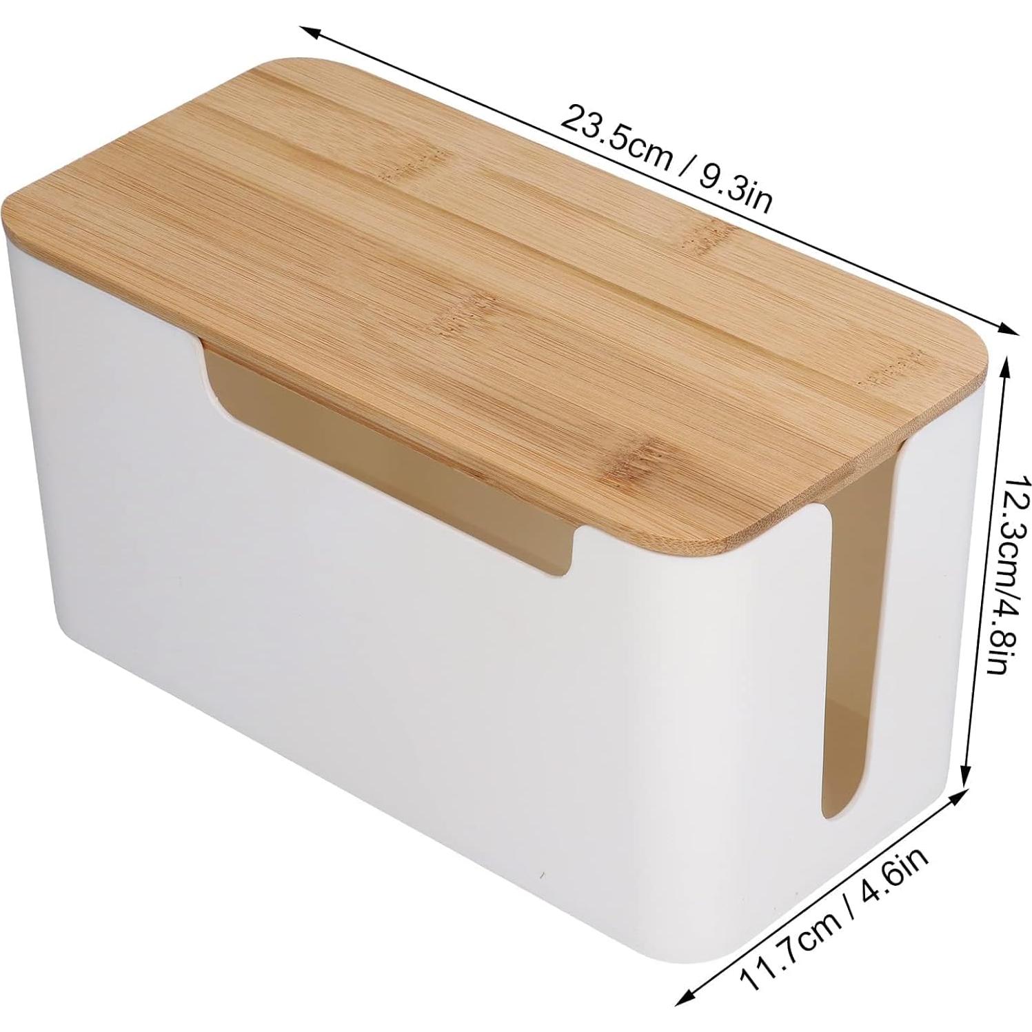 Caja Organizadora de Cables de Madera Cyrank 23.5x12.3cm