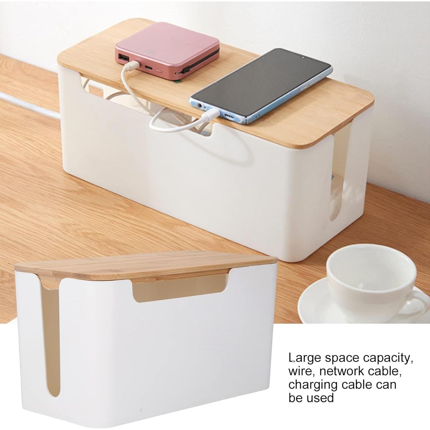 Caja Organizadora de Cables de Madera Cyrank 23.5x12.3cm