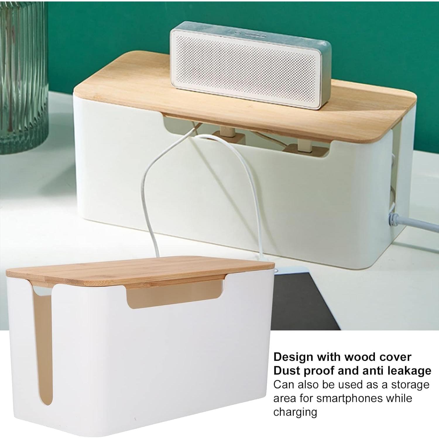 Caja Organizadora de Cables de Madera Cyrank 23.5x12.3cm