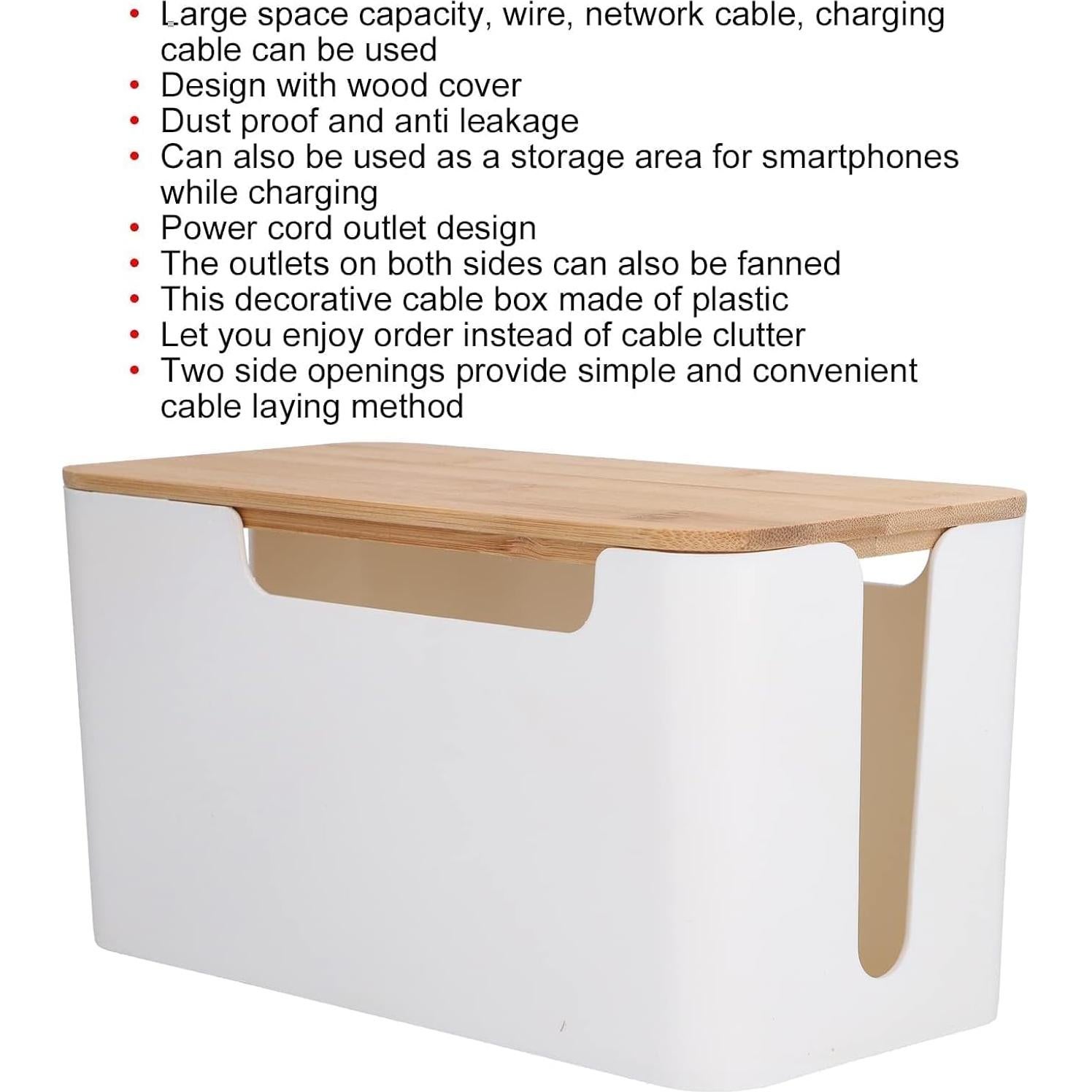 Caja Organizadora de Cables de Madera Cyrank 23.5x12.3cm