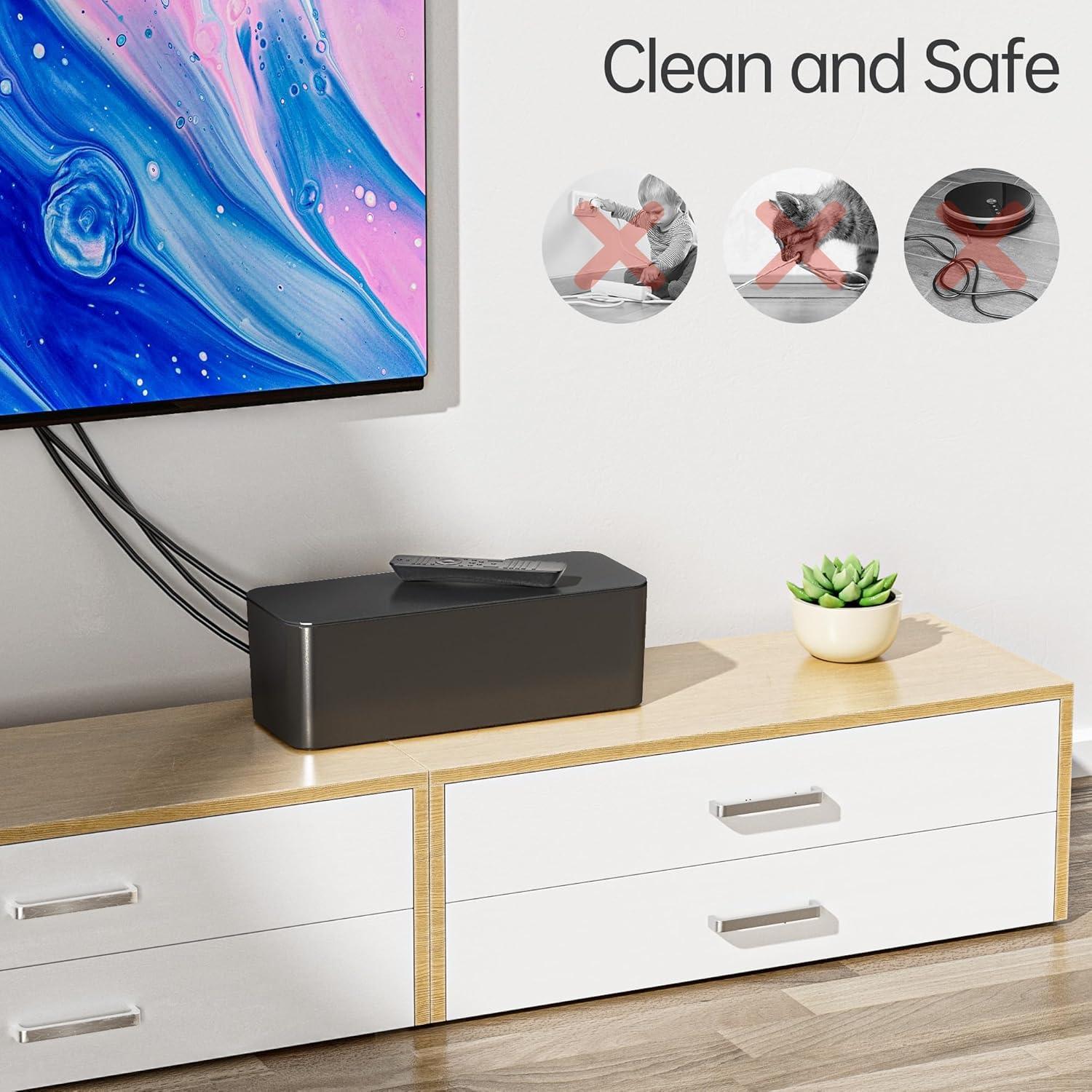 Caja de Gestión de Cables YECAYE 2 Pack Negro, Organizador Seguro