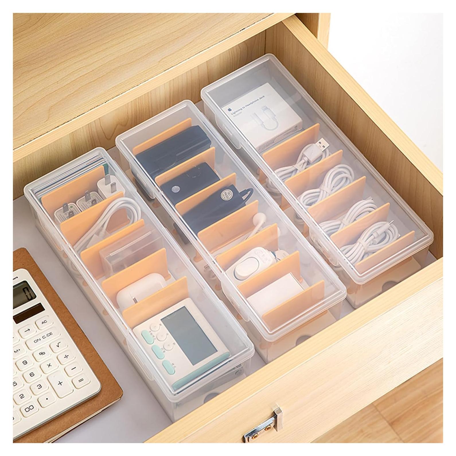 Paquete de 3 cajas organizadoras de cables KSORUSL 29.2x9.1x7.1cm