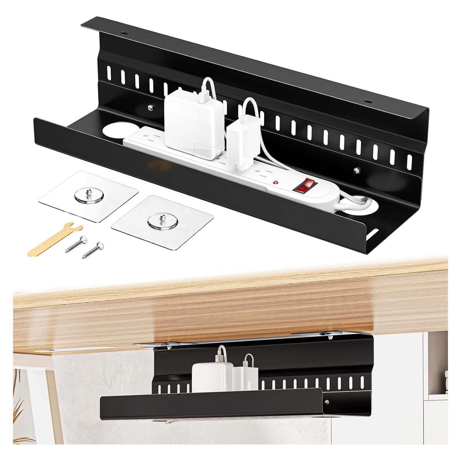 Bandeja de gestión de cables metálica WAYASI negra 44.96x10.92 cm