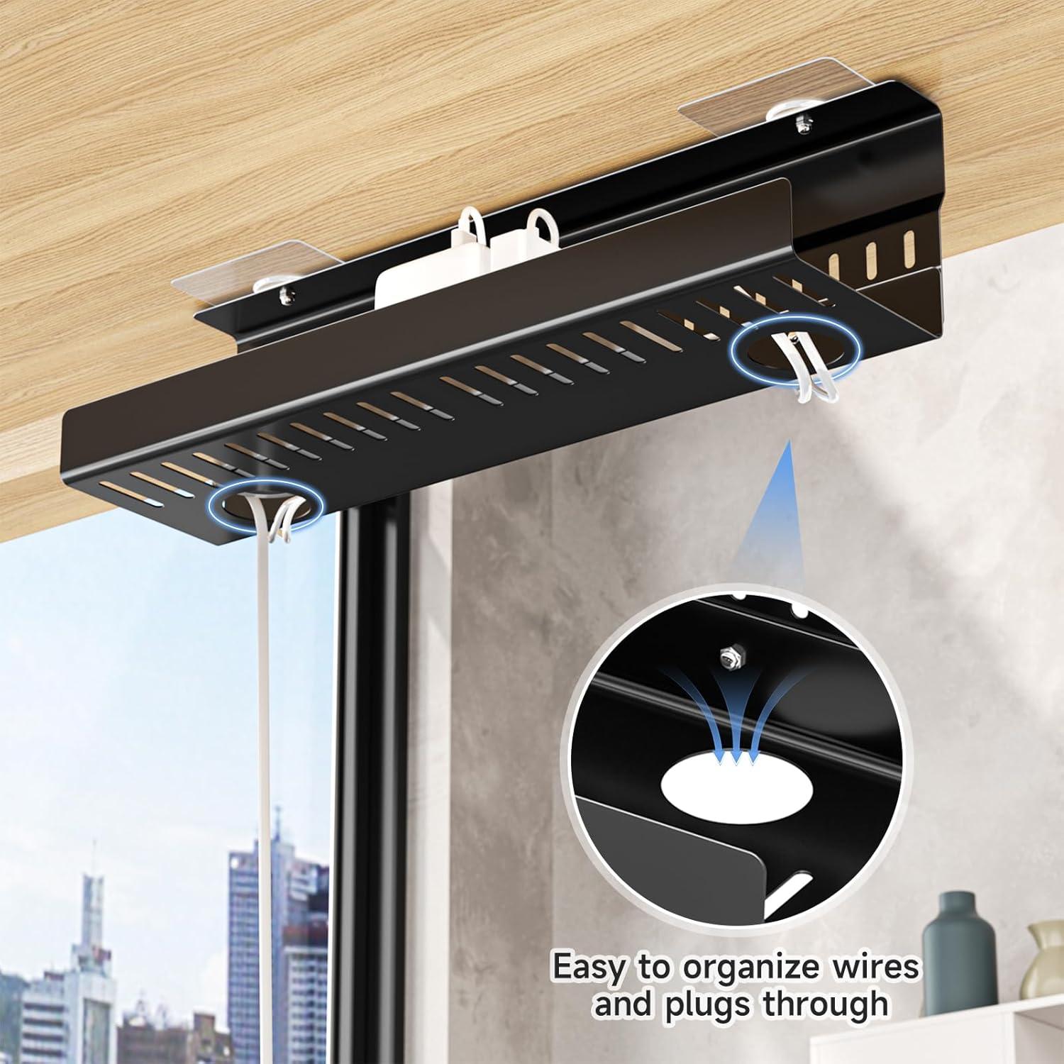 Bandeja de gestión de cables metálica WAYASI negra 44.96x10.92 cm