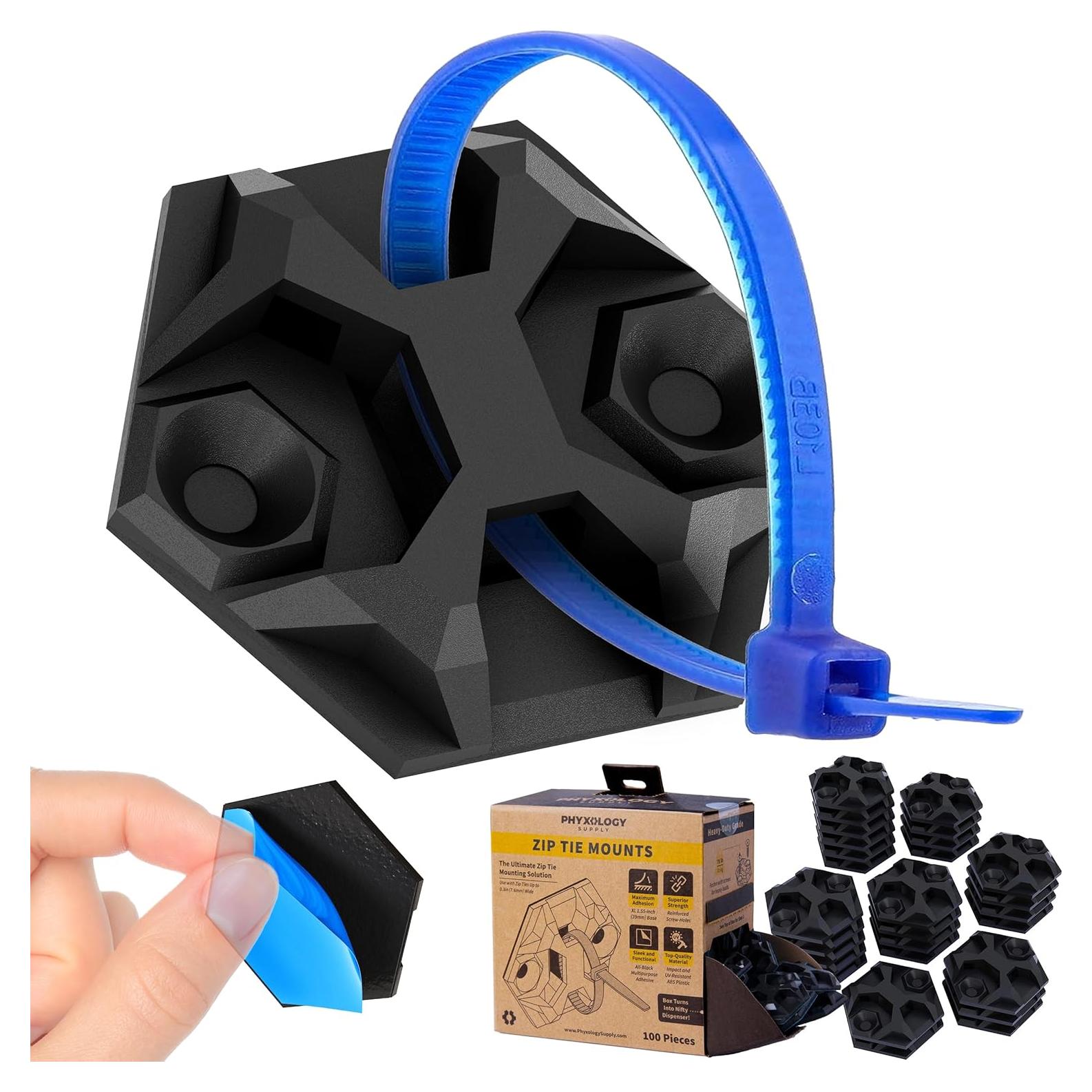 Montajes de Bridas Adhesivas XL Phyxology 100 Piezas 3.81 cm