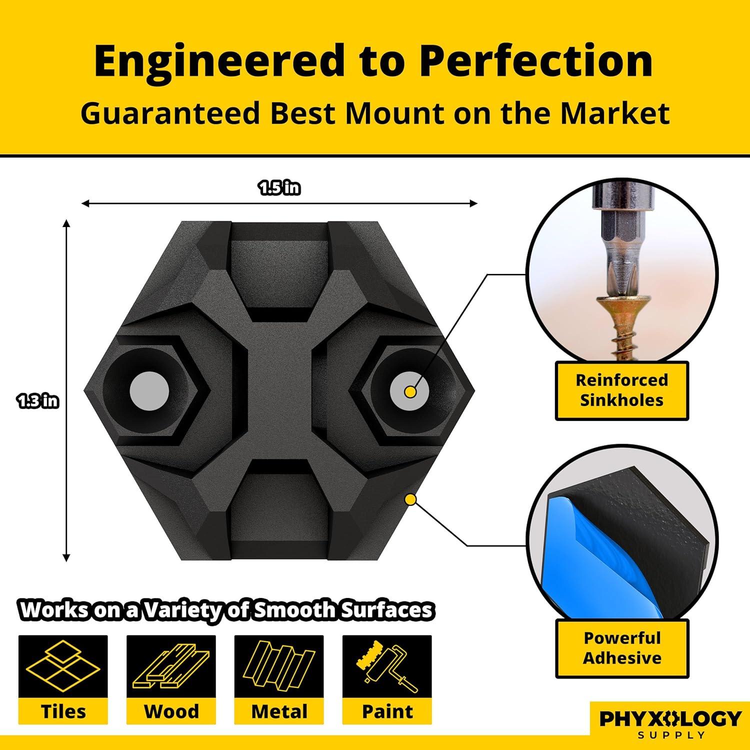 Montajes de Bridas Adhesivas XL Phyxology 100 Piezas 3.81 cm