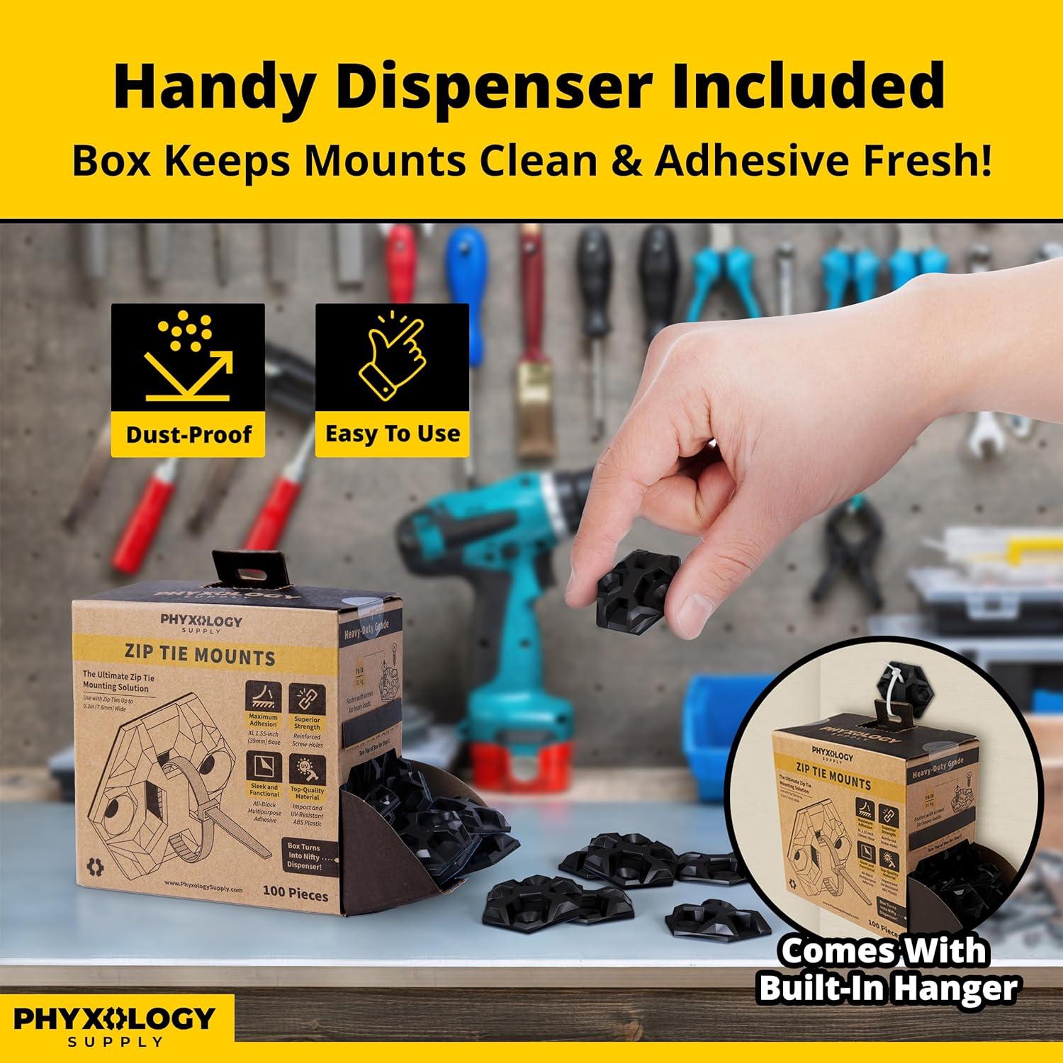 Montajes de Bridas Adhesivas XL Phyxology 100 Piezas 3.81 cm