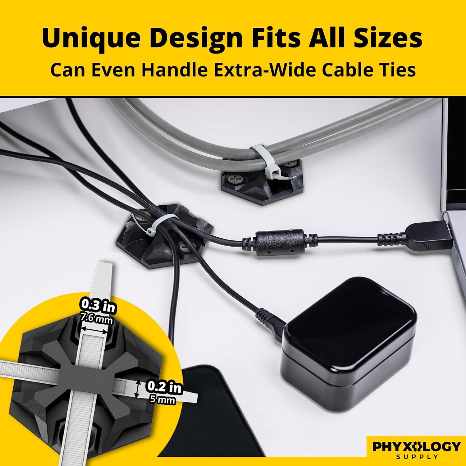 Montajes de Bridas Adhesivas XL Phyxology 100 Piezas 3.81 cm