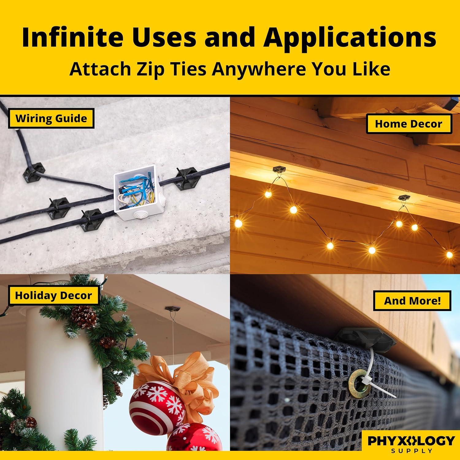 Montajes de Bridas Adhesivas XL Phyxology 100 Piezas 3.81 cm