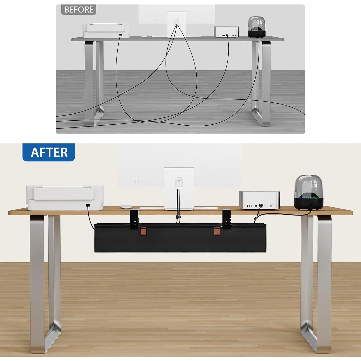 Organizador de Cables Zilink 76.2 cm Bajo Escritorio Sin Perforación