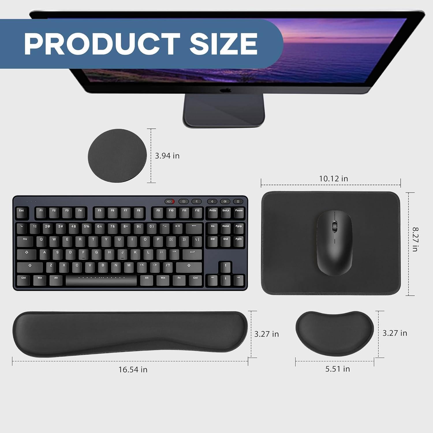 Soporte de Muñeca Ergonómico ABRONDA - Set 4 en 1 Negro