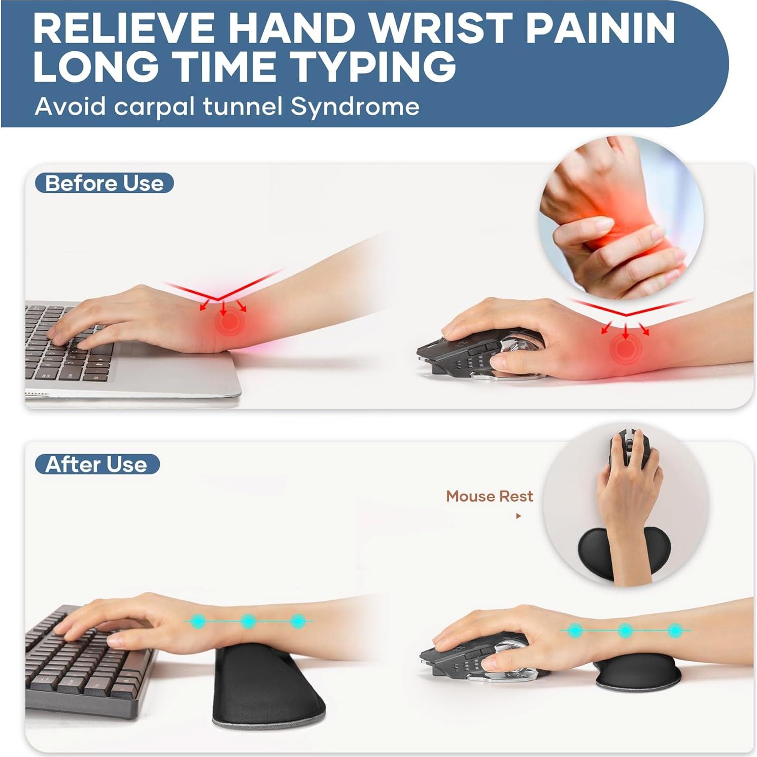 Soporte de Muñeca Ergonómico ABRONDA - Set 4 en 1 Negro