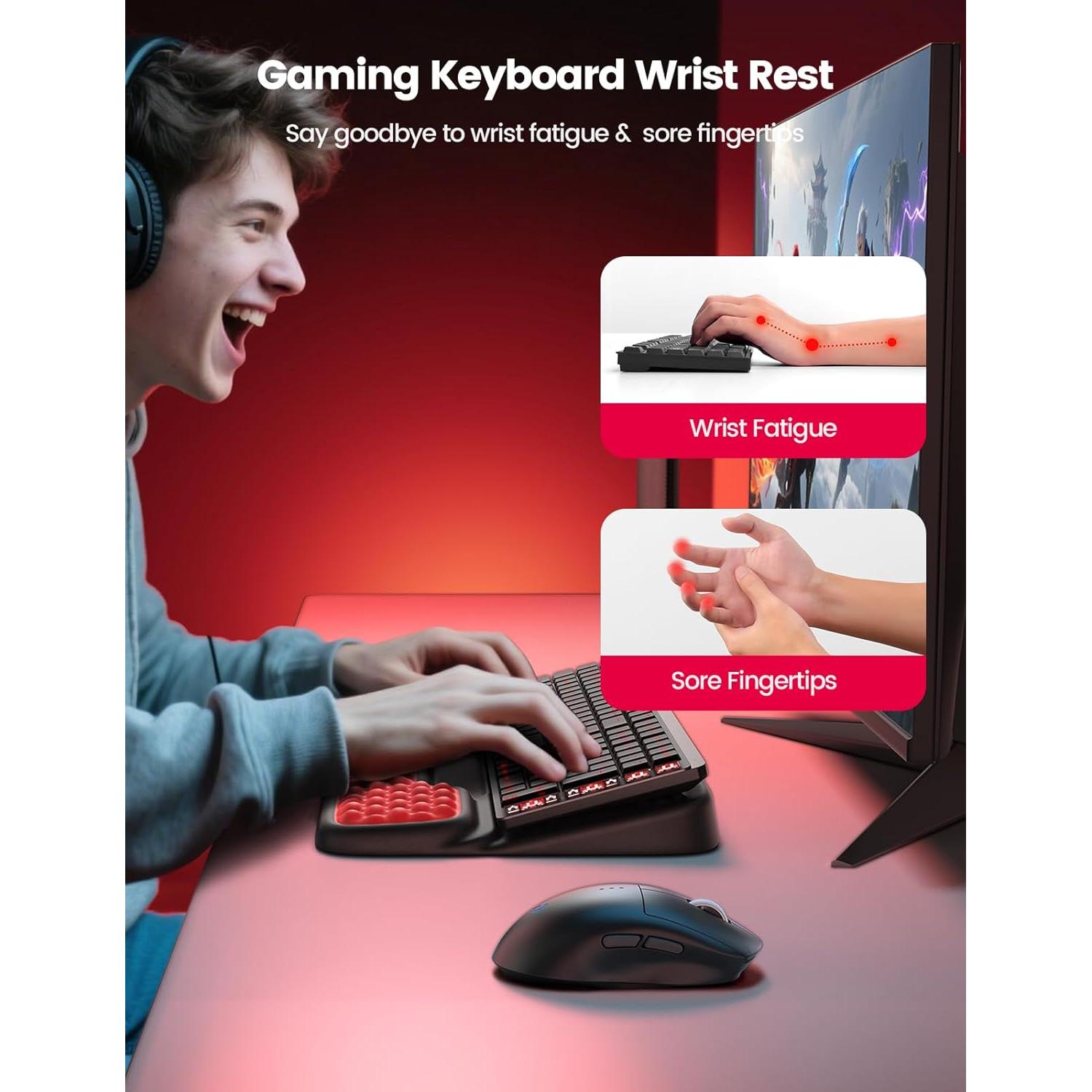 Soporte de Teclado Vaydeer con Reposamuñecas Ergonómico Rojo