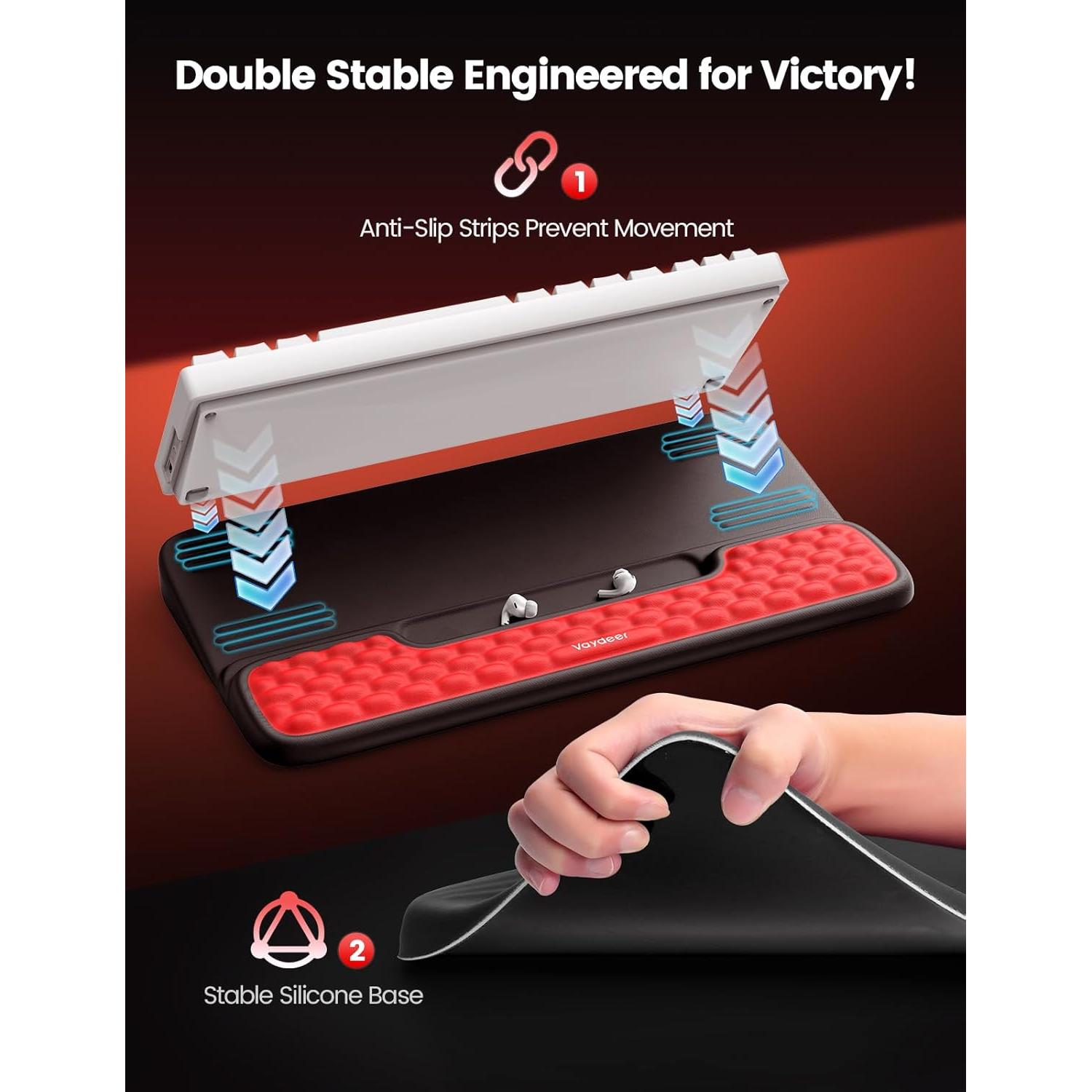 Soporte de Teclado Vaydeer con Reposamuñecas Ergonómico Rojo