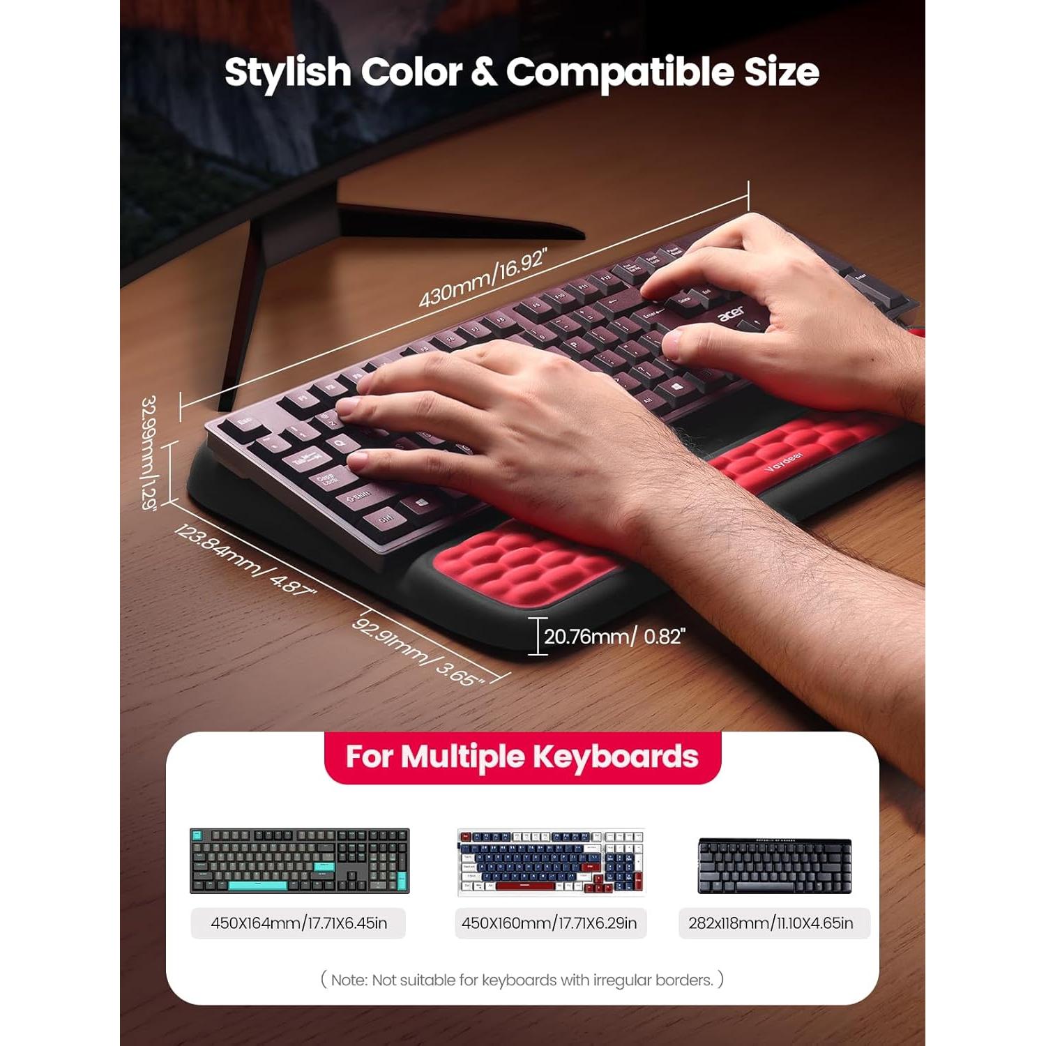 Soporte de Teclado Vaydeer con Reposamuñecas Ergonómico Rojo