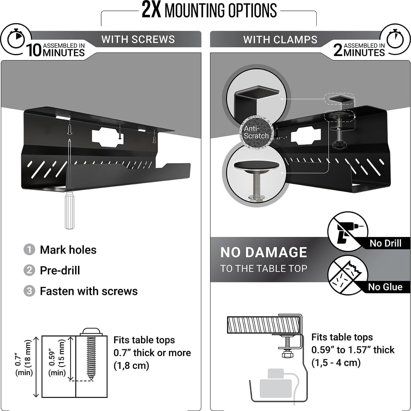 Bandeja de gestión de cables Ultimate Setup 42.9x11cm Negro