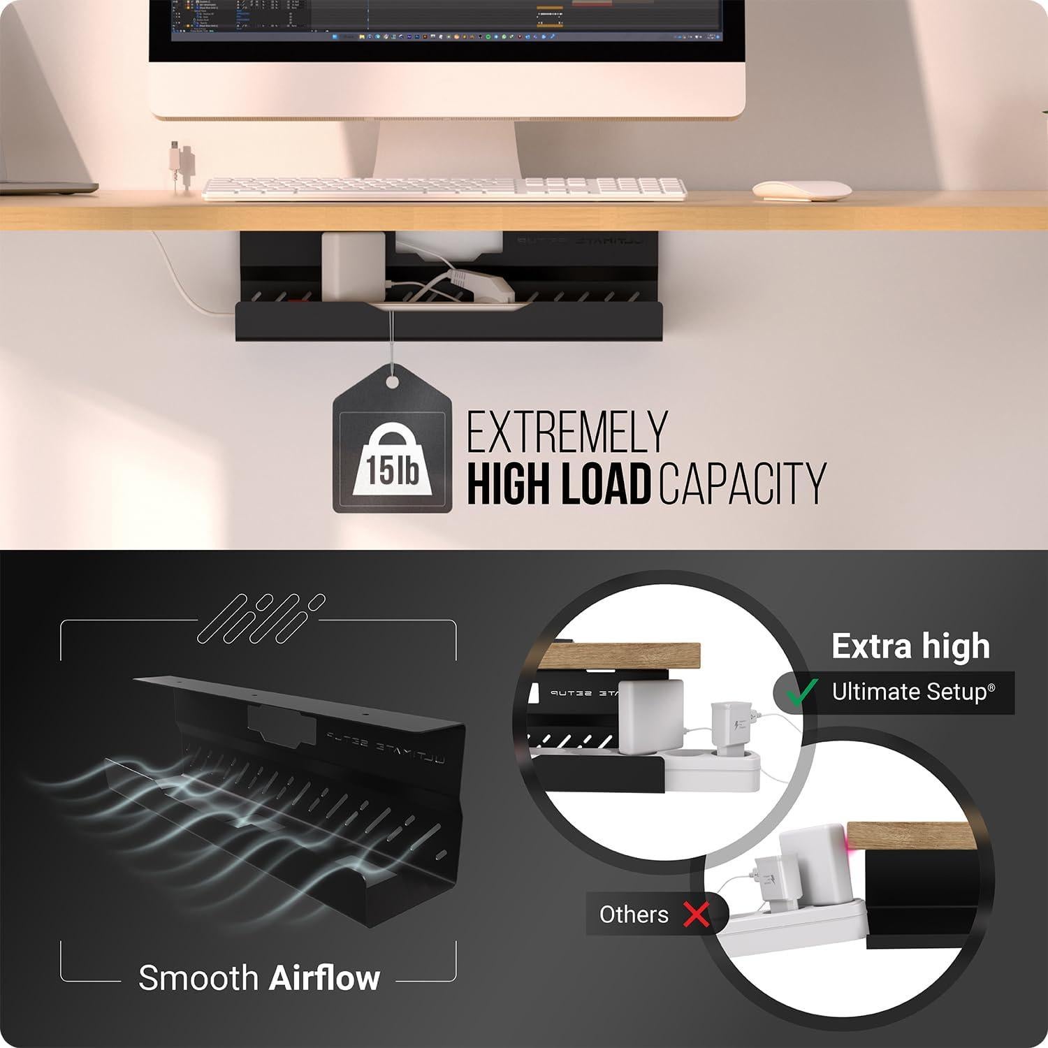 Bandeja de gestión de cables Ultimate Setup 42.9x11cm Negro