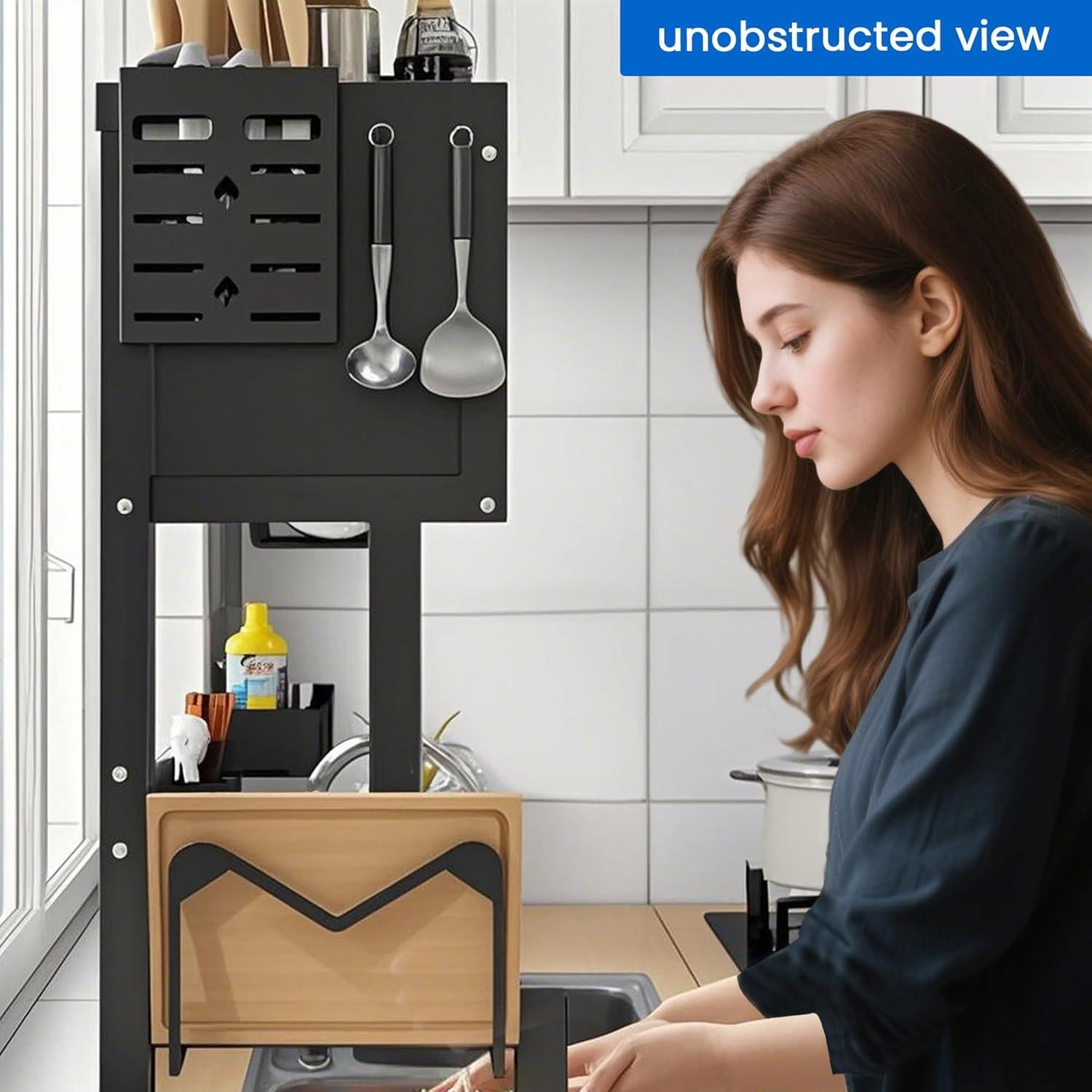 Escurridor de Platos ASIEIT 3 Niveles con Tapa Negro 85.09 cm