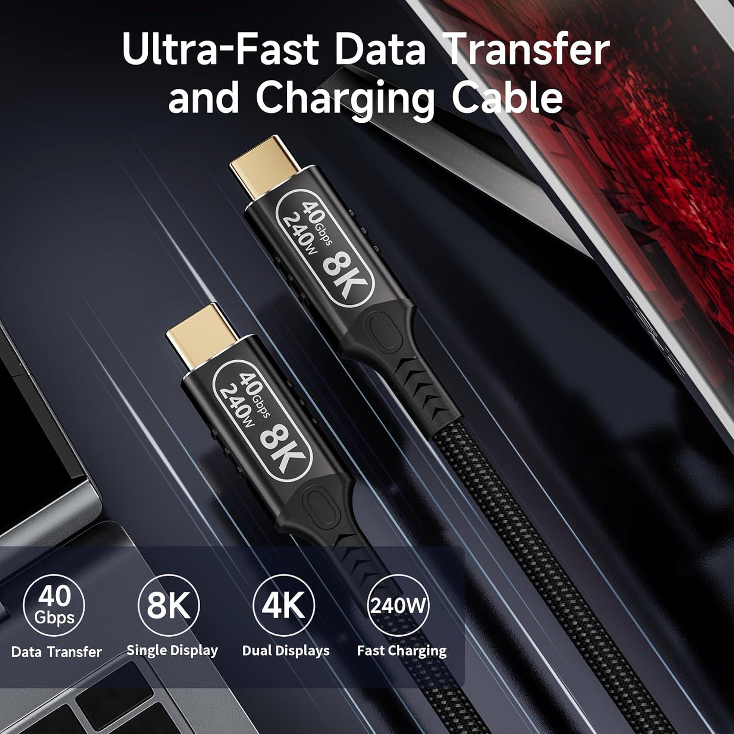 Cable USB C a USB C 30.48cm 40Gbps 240W 8K Thunderbolt 4