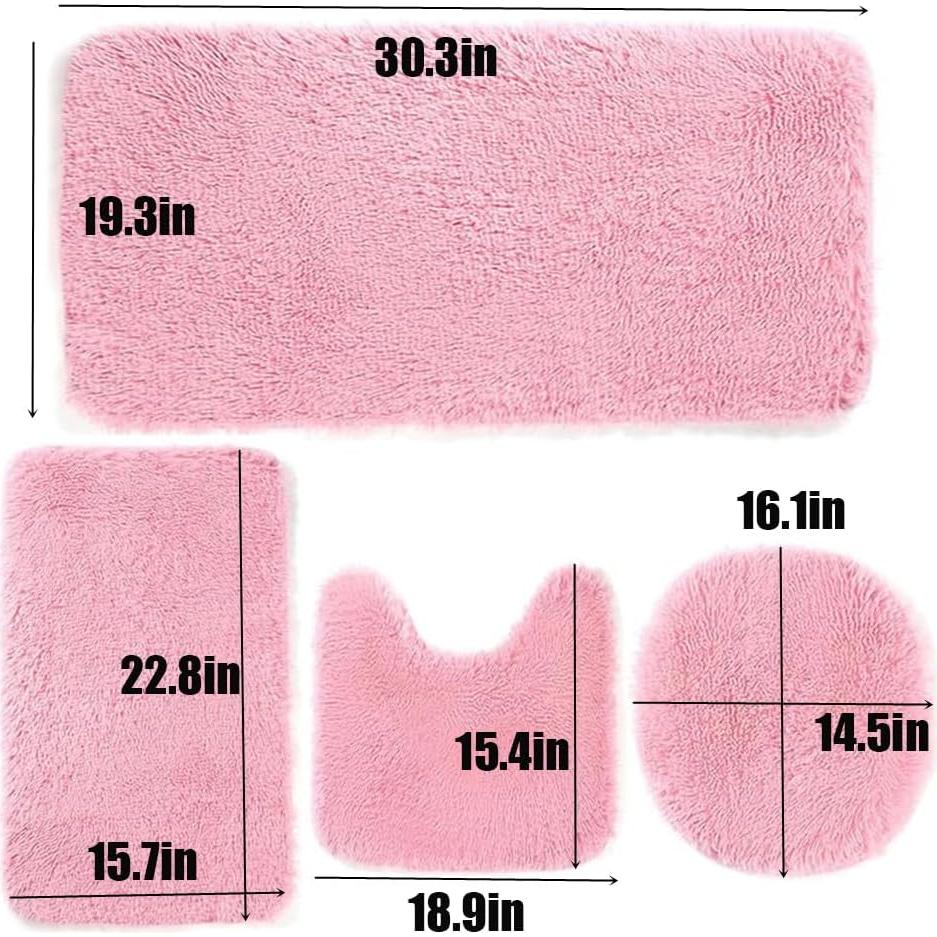 Juego de 4 Alfombras de Baño Antideslizantes Huniupore Negro