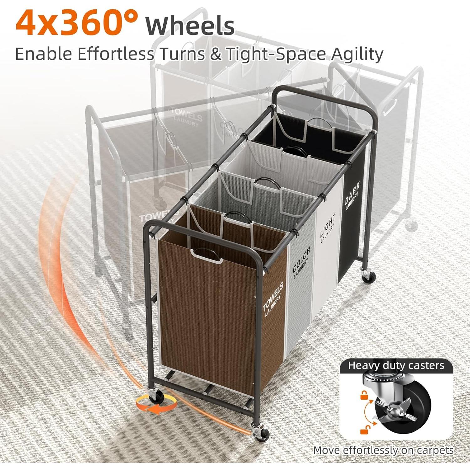 Carro Organizador de Ropa ROMOON 172L con 4 Compartimentos