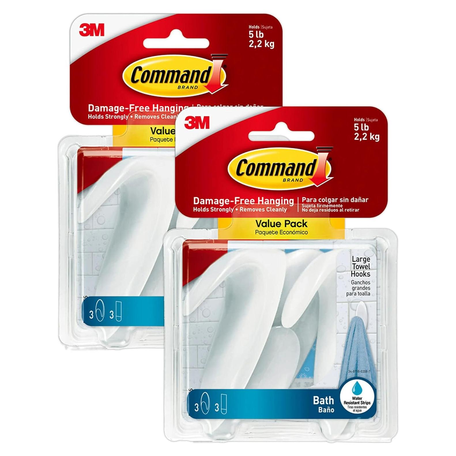 Ganchos para Toallas Grandes Command - Paquete de 6 Ganchos