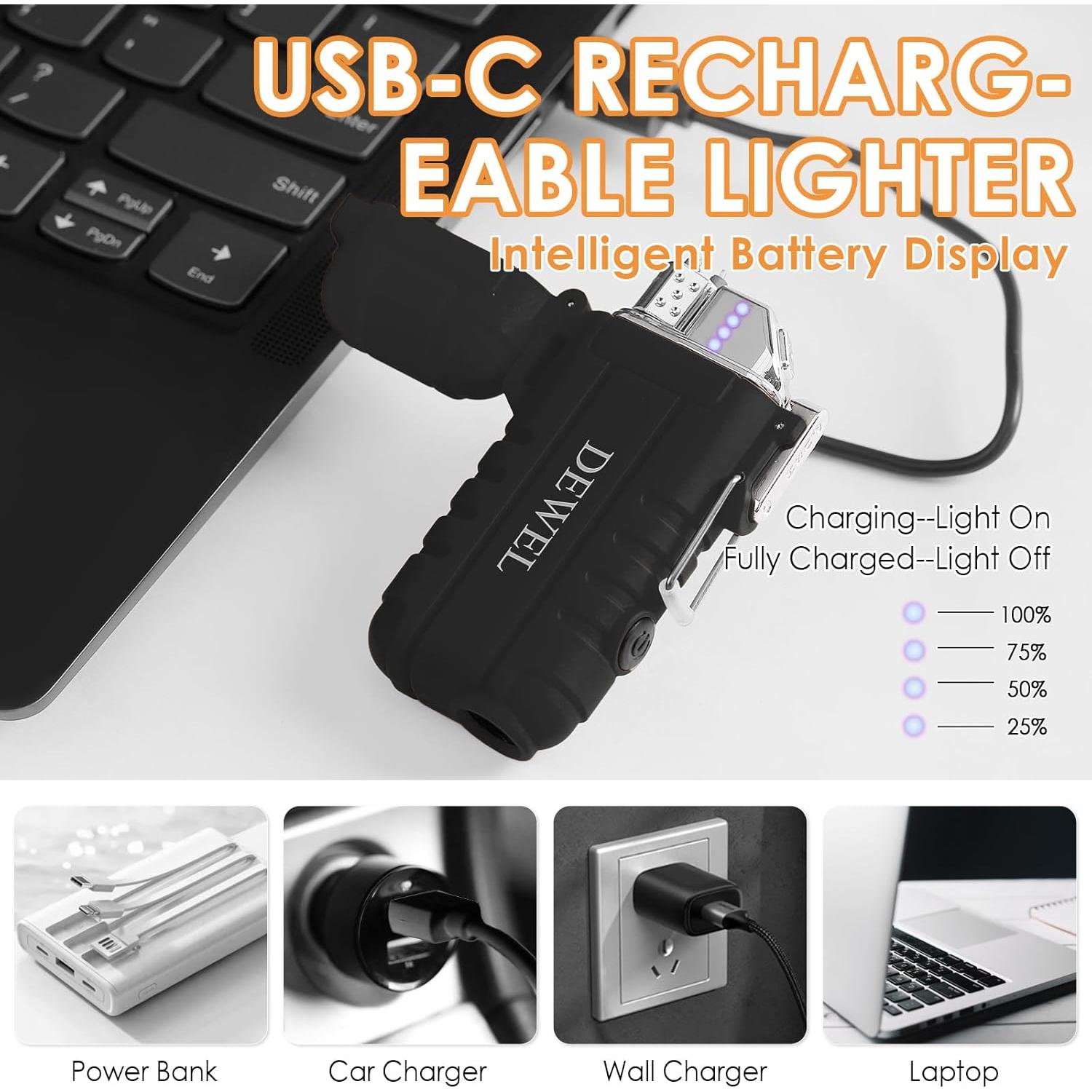 Encendedor Eléctrico DEWEL 360 Flex Recargable USB-C Impermeable