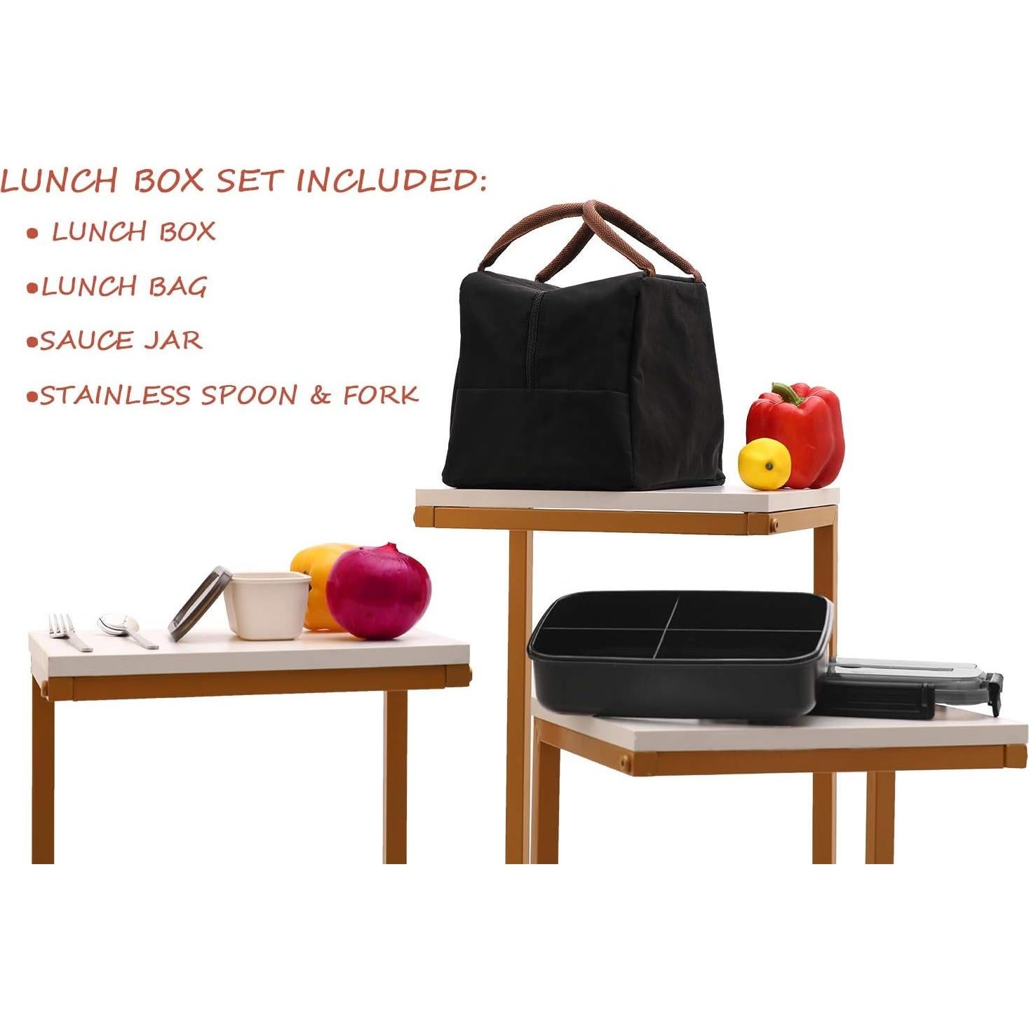 Caja Bento MINCOCO 1800ml A Prueba de Fugas con Bolsa y Utensilios