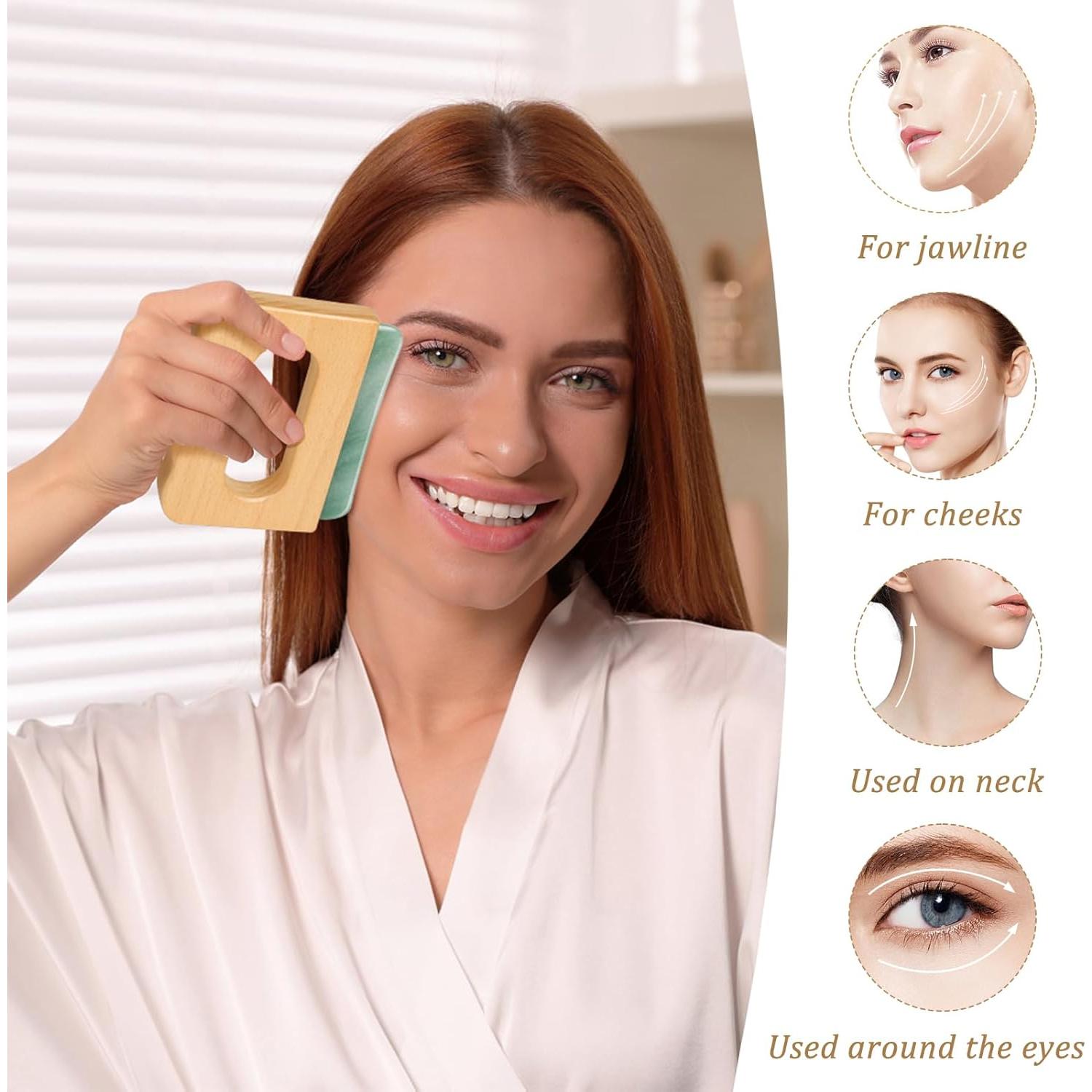 ideayard Body Gua Sha Massage with Wood Handle, Larger Guasha Scraping Tool for Women Men Face Back Neck Leg Body Massage Sculpting