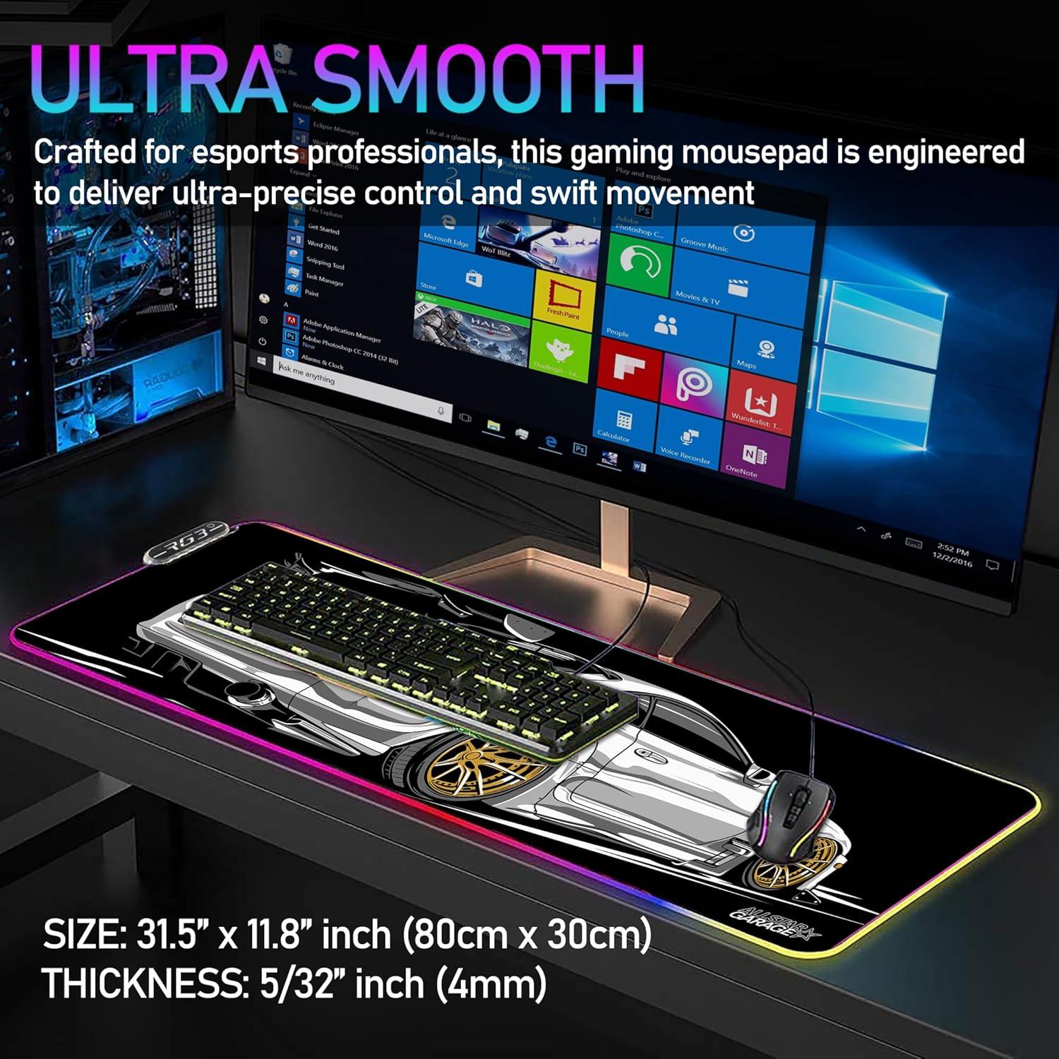 Alfombrilla de Ratón Gaming RGB AllstarGarage 80x30cm Antideslizante