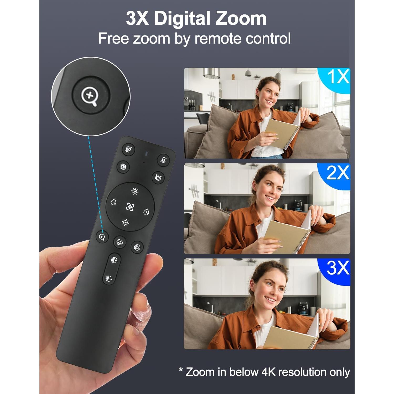 Cámara Web 4K InstyQ con Luz y Control Remoto, USB